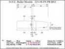 Bullet Mold 2 Cavity Aluminum .225 caliber Plain Base 98 Grains with Flat nose profile type. Designed for the 222